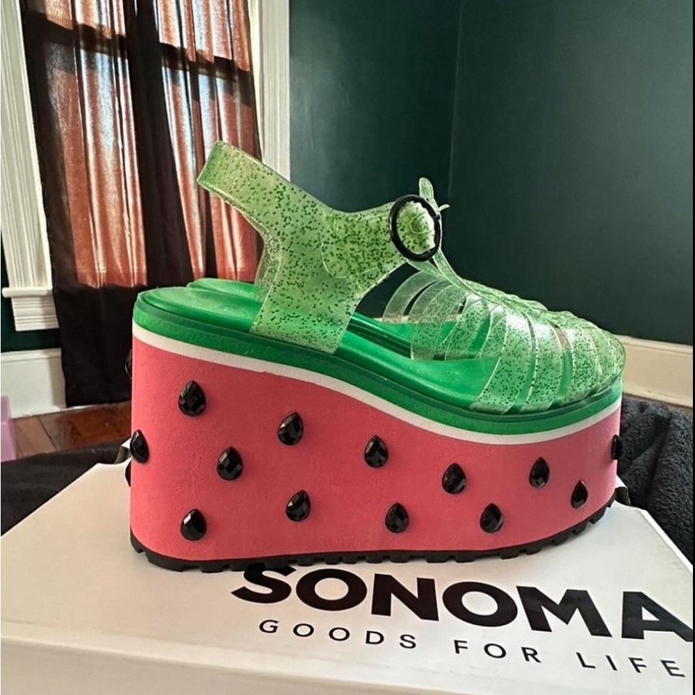 sugar thrillz watermelon platform sandals